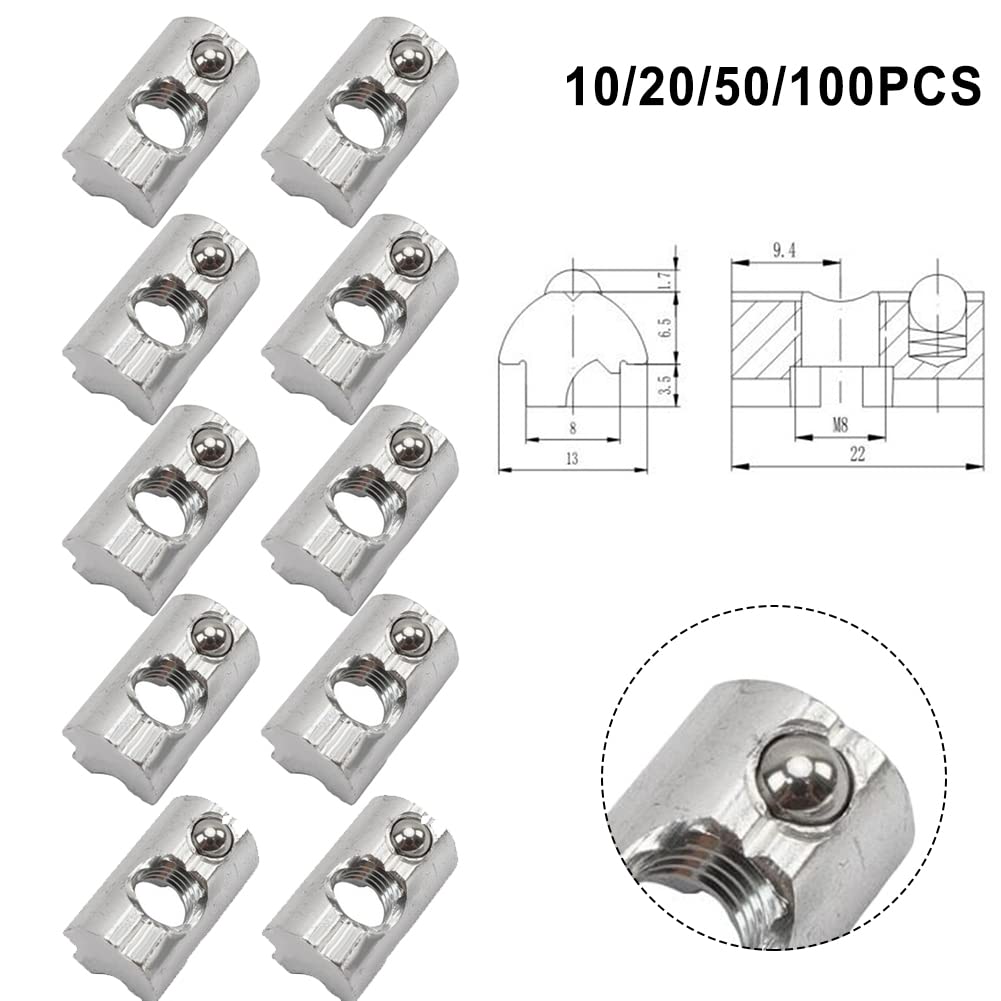 Dadi Scorrevoli M8 EYPINS, 200 Pezzi - Per Profili Alluminio 4040/4080, Con Piastra Guida E Rullo - Foto 14