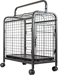 Gaiola De Transporte Animais Portátil Pets Leva Pet Com Rodinhas Qualidade Segurança - Preto