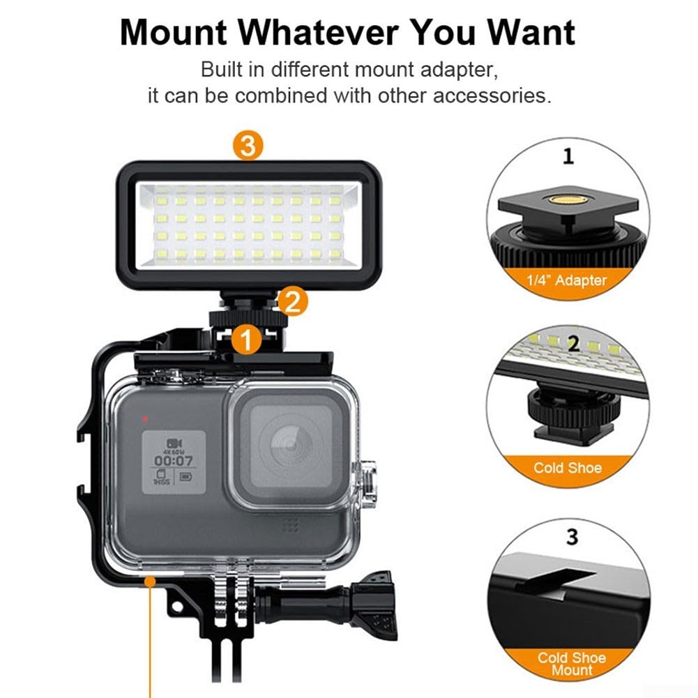 Luce di riempimento subacquea con ricarica magnetica per Gopro adatto a vari dispositivi, batteria 2500mAh (illuminazione)