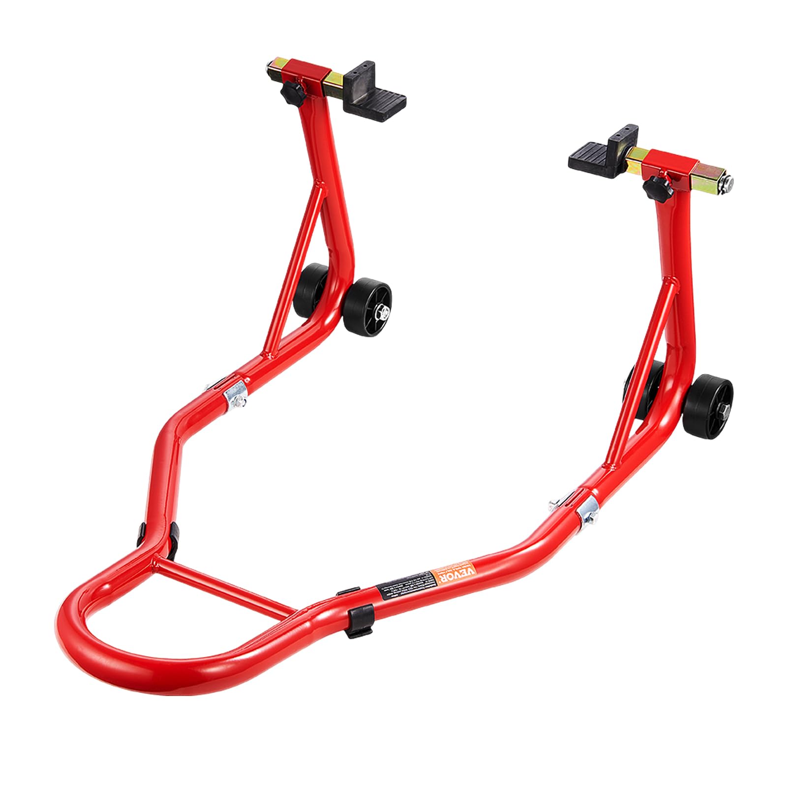 VEVOR Soporte para Rueda Trasera de Motocicleta, Capacidad de 390 kg, Resistente, con Horquilla en U y L, para Motocicleta, para Suzuki, Yamaha, Honda y Kawasaki, Color Rojo, 770 x 540 x 350 mm
