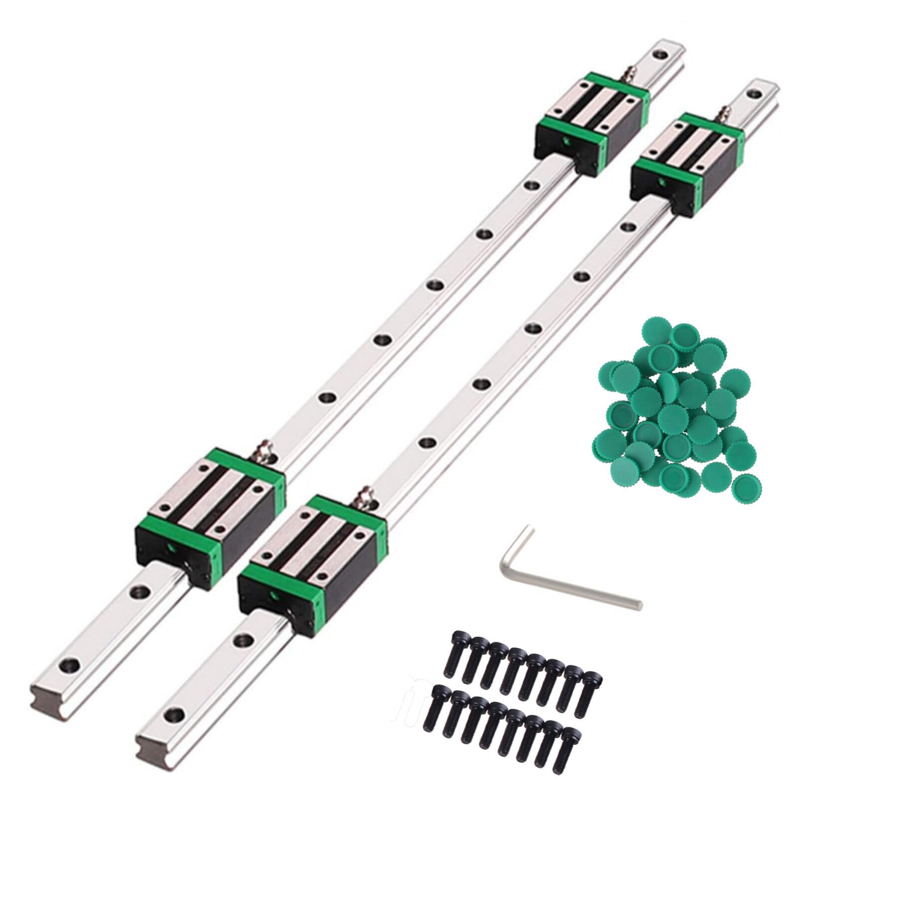 2 guías lineales HGR 25-1000 mm con 4 bloques deslizantes, longitud de riel lineal de 1000 mm para impresoras 3D, máquinas CNC, dispositivos eléctricos