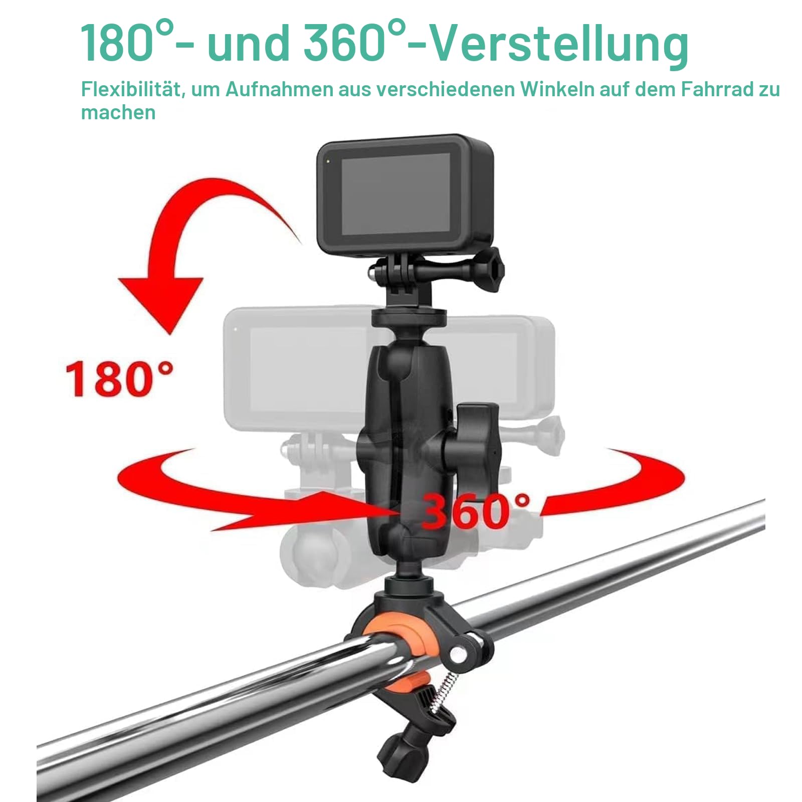UNSTINCER Action Kamera Halterung für 8–35mm Stange für GoPro Hero 13 12 11 Insta360 X5 X4 X3 DJI Osmo, Motorrad Spiegel Fahrrad Lenker Halter mit 1/4–20 Gewinde und Aktion Cam Adapter