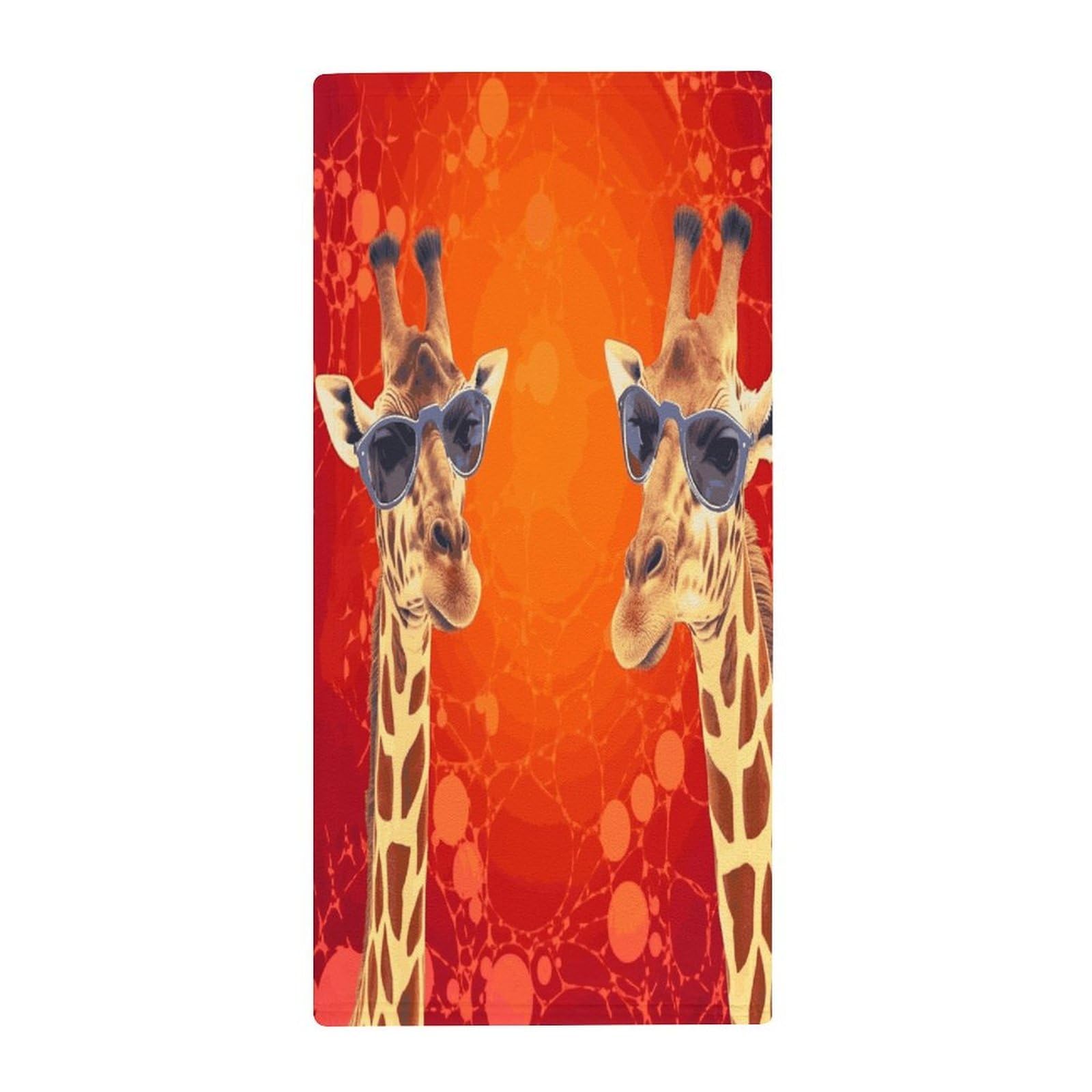MUSM Premium Hand Towels for Bathroom Ultra Soft Printed Towels Coral Velvet Kitchen Hand Giraffe Wearing Sunglasses Towel Highly Absorbent Hotel Spa Towel Collection 13.8 X 28.7 in