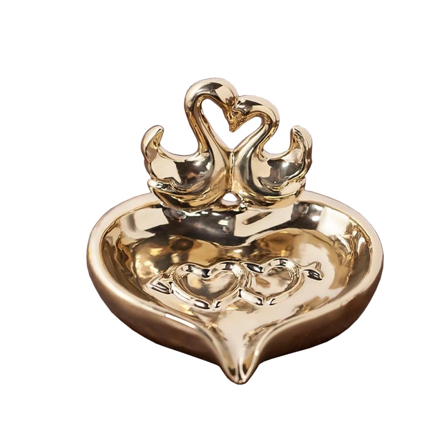 Holder for Shower Swan-shaped Ceramic Soap Dish With A Waterfall-style Drainer Suitable For Countertops Stand for Kitchen(Gold)