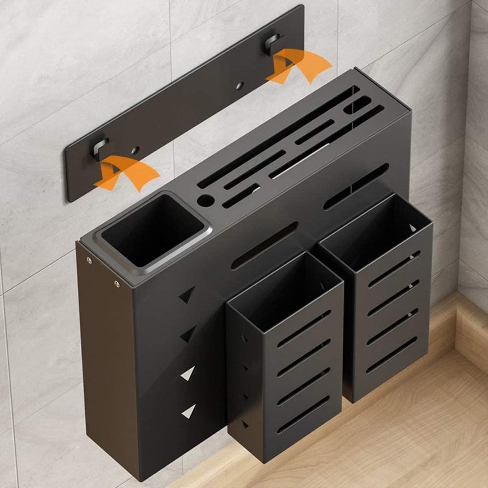 Messerblock Messerhalter Messerhalter Haushalt Hängendes Messerregal Küche Spezielles Messerregal Multifunktionaler Ständer Messerblock Ohne Messer (Color : Black, Size : 25.5 * 10.5 * 20cm)