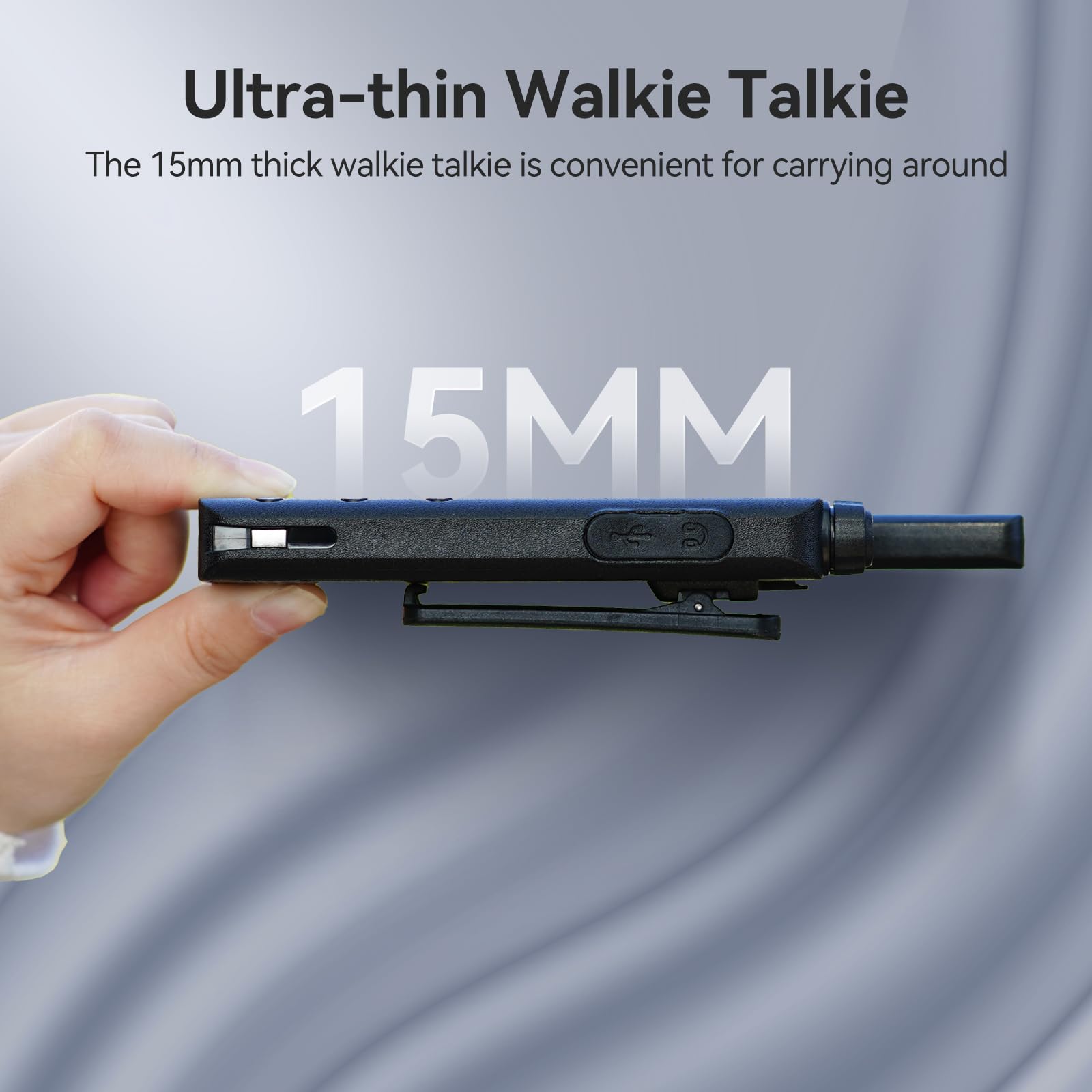Retevis B63S Walkie Talkie Dla Dorosłych, Dwukierunkowe Radio PMR446 Slim ze Słuchawką, Ekranem LCD, VOX, USB C, 1620 mAh Możliwością Ładowania do Handlu Detalicznego, Restauracji (4 Szt, Czarne)