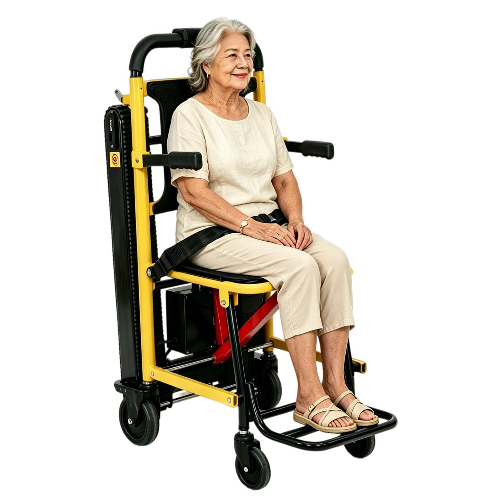Elektrischer Treppenlift,Leichter Und Zusammenklappbarer Treppenlift-Stuhl,Rahmen Aus Aluminiumlegierung,Inklusive Lithium-Akku,Eigengewicht 19 Kg,Für Senioren Geeignet Yellow