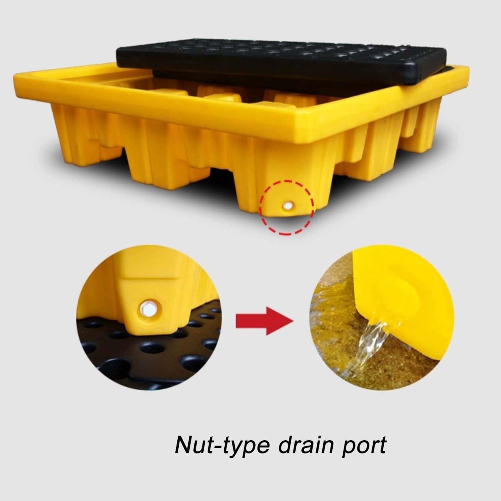 Pallet for sversamenti in HDPE for fusti di petrolio e liquidi | Dimensioni multiple for fusti di petrolio e liquidi: magazzino, officina, produzione, laboratorio(340x340x65mm)