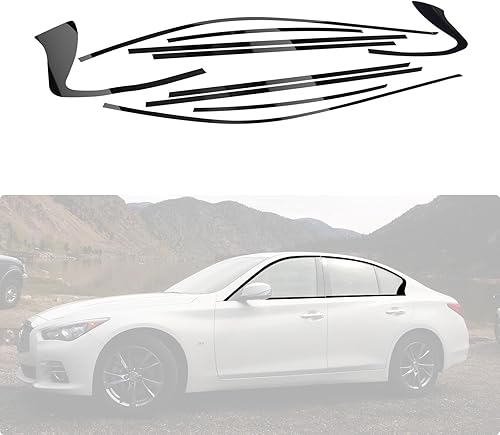 Miniatura 1 de x xotic tech Kit de revestimiento de vinilo opaco cromado precortado para ventana compatible con Q50 Q50S Sedan 2014-2023 (negro brillante)