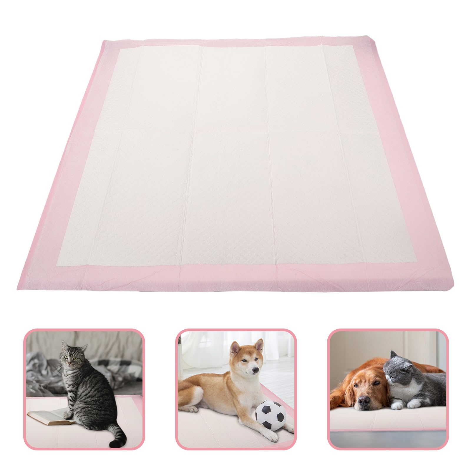 Abaodam Tappetini Igienici Assorbenti per Cani e Cuccioli 60x60 Cm Confezione 40 Pezzi Colore Rosa per Addestramento Piccoli Animali Domestici come Gatti, Criceti e Furetti, Materiale