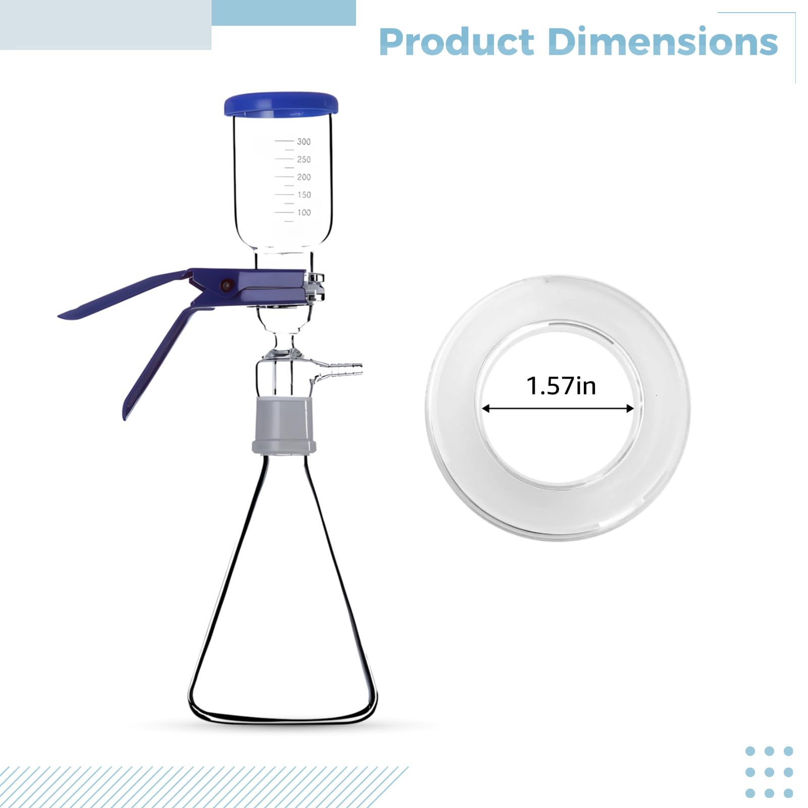 Kit de filtración al vacío con matraz de 1000 ml, embudo Buchner y juego de destilación de vidrio para uso en laboratorio
