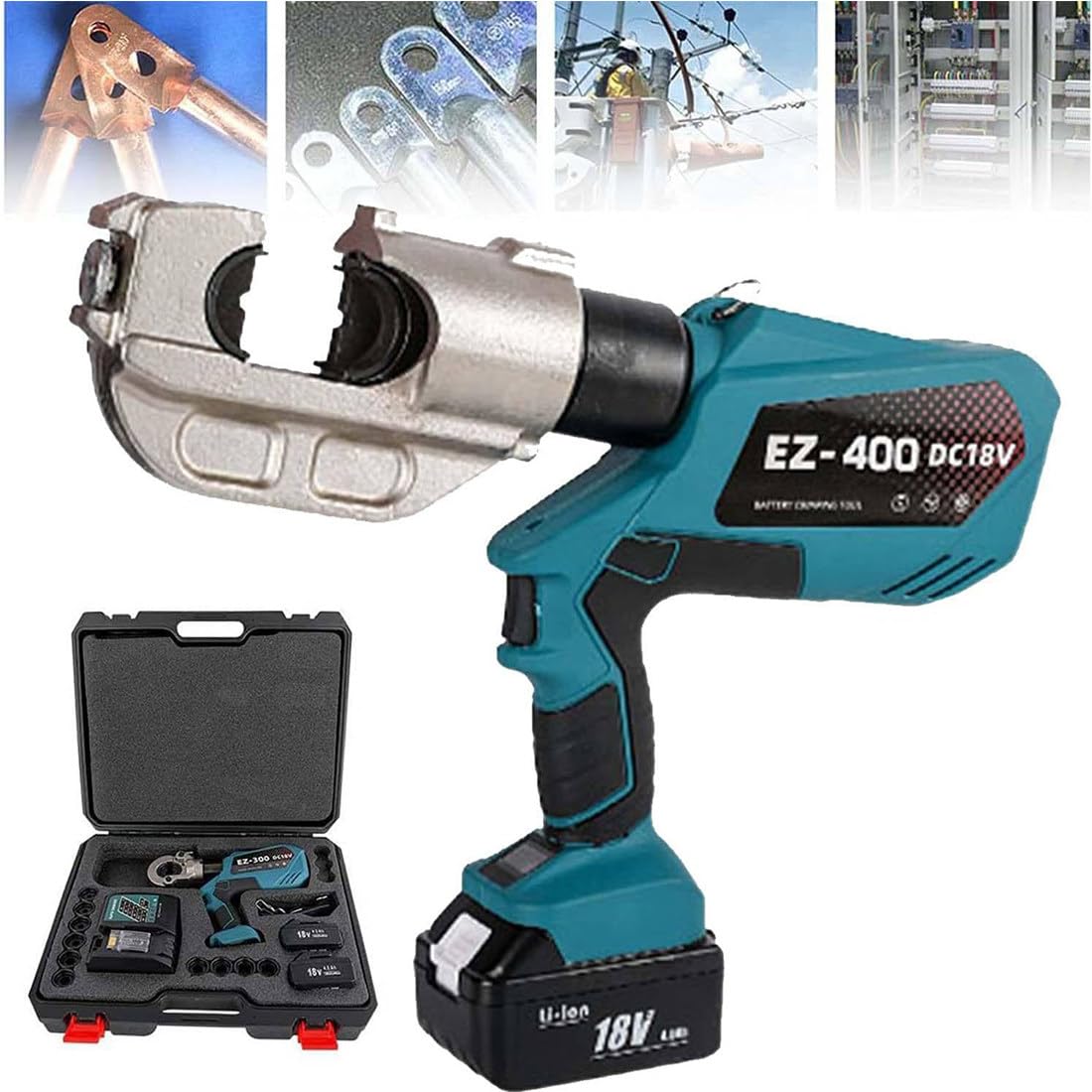 Elektryczne Hydrauliczne Narzędzie Do Zaciskania 18V, Elektryczna Hydrauliczna Zaciskarka Do Drutu, Szczypce Do Zaciskania Kabli Do Końcówek Miedzianych I Aluminiowych,Blue