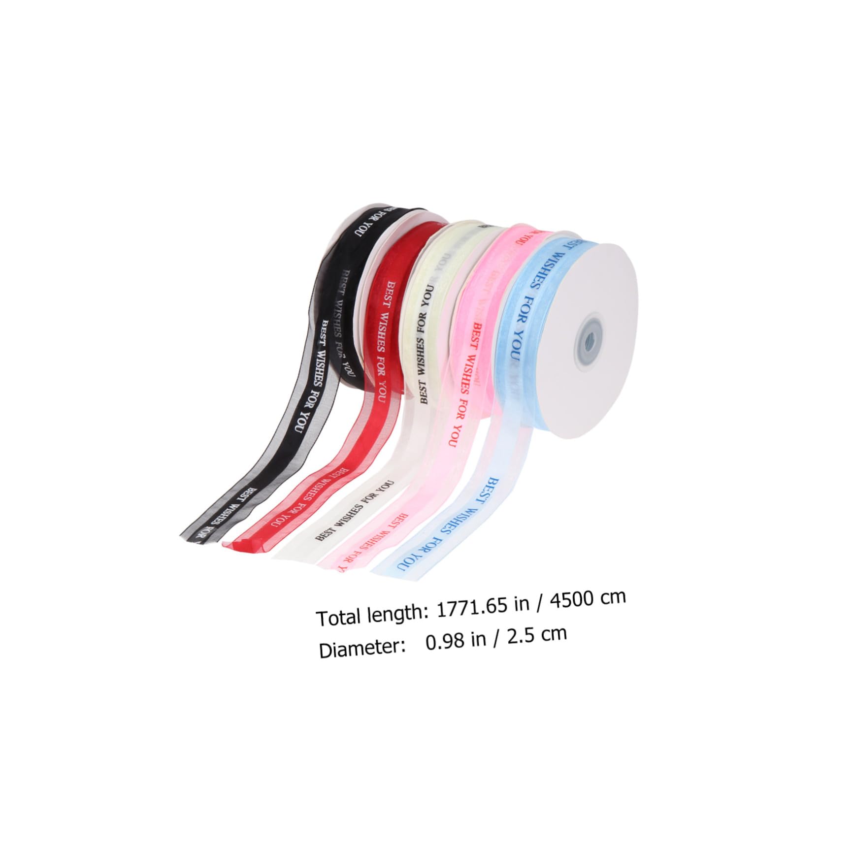 Tofficu 5rollos Cinta Decorativa de Yardas por Cinta Raso para Envolver Regalos Decoración de Tartas Accesorios para Fiestas y Manualidades
