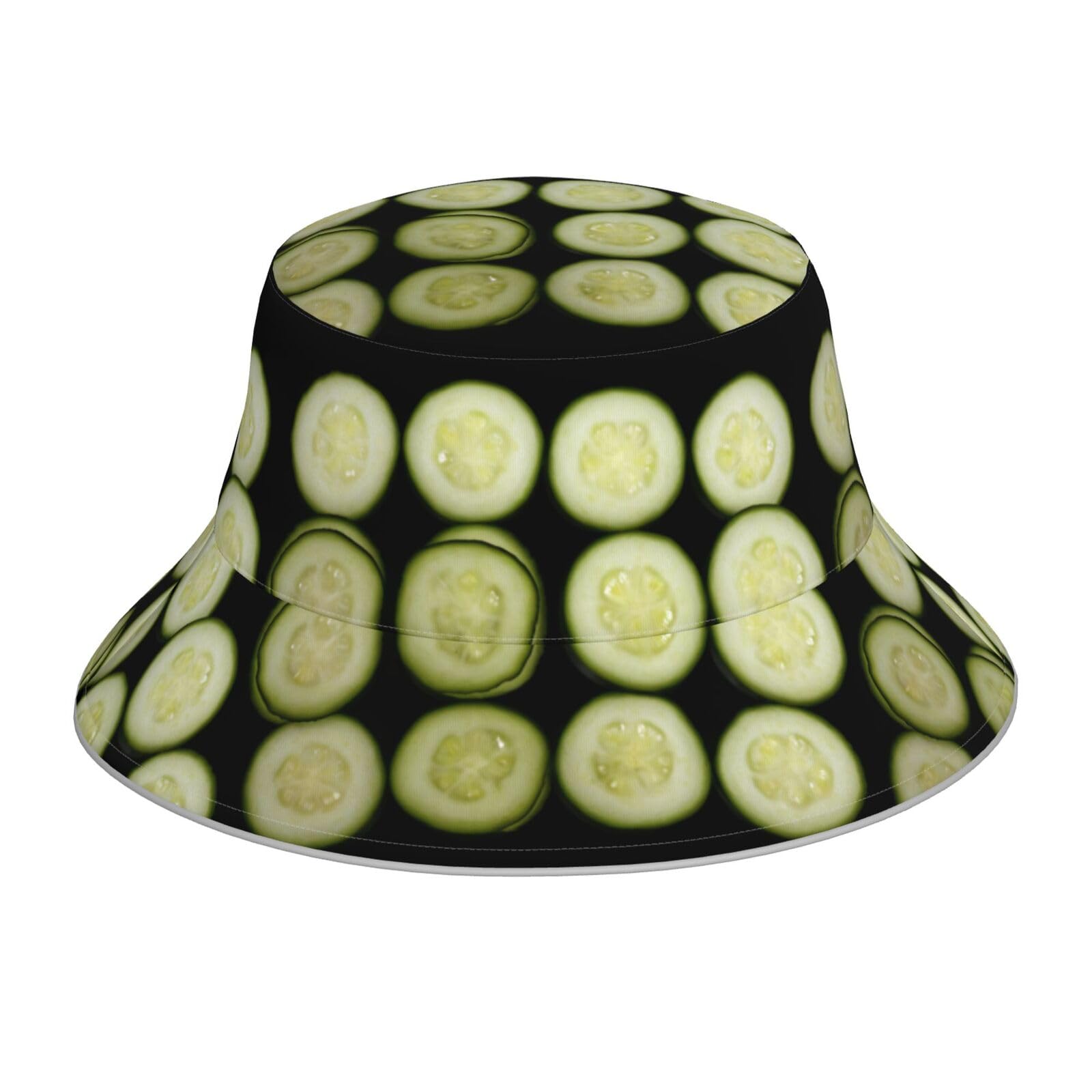 WHJSSF Reflective Bucket Hat Refreshing Cucumber Slices Picture for Men and Women for Travel, Camping, Outdoor Activities Black