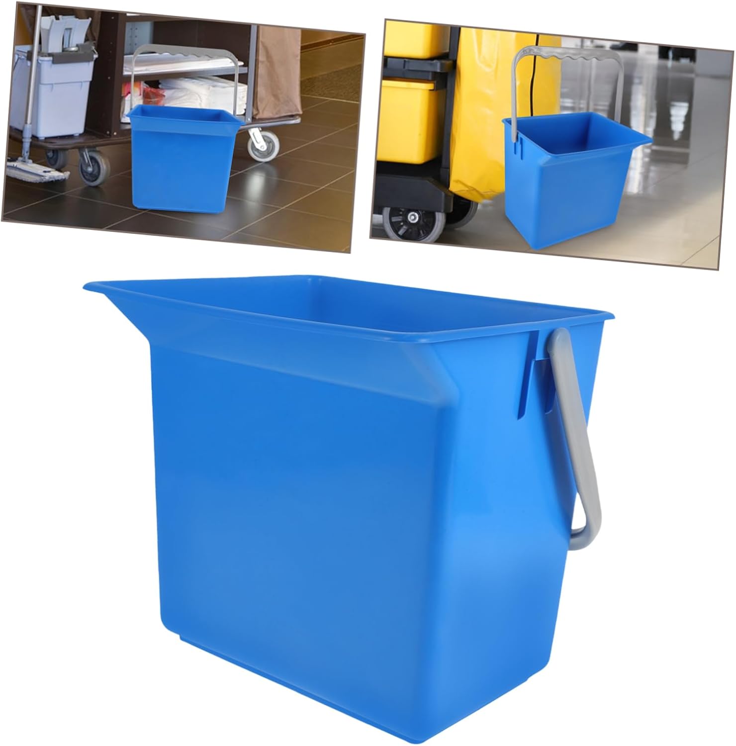 Cabilock Large Rectangular Cleaning Bucket with Handles Hand Push Car Trash Multi-Purpose Utility Pail Plastic Mop Bucket for Home Office