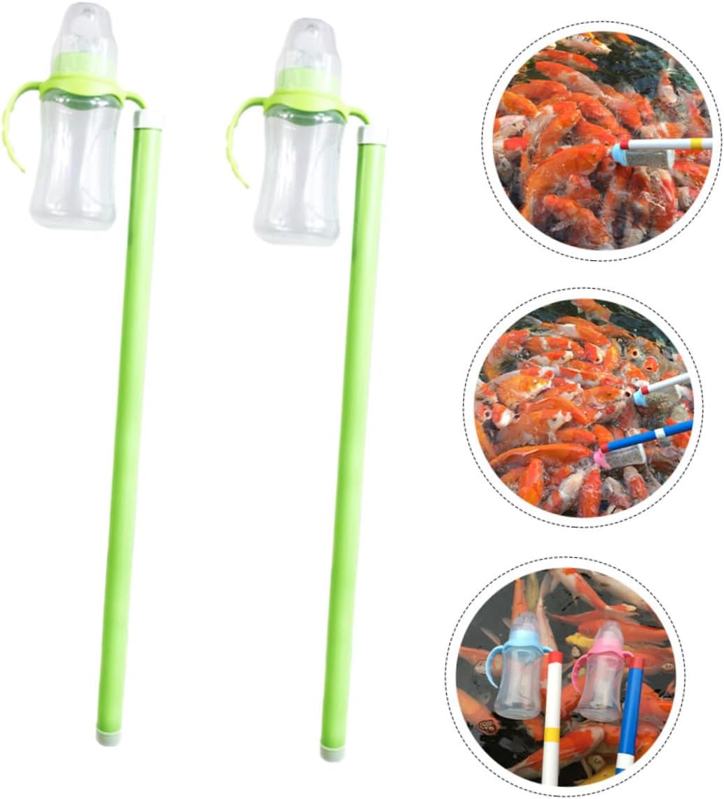 POPETPOP Automatic Fish Feeder Bottle with Pole 180ml for Aquarium and Carp Easy to Clean Random Color