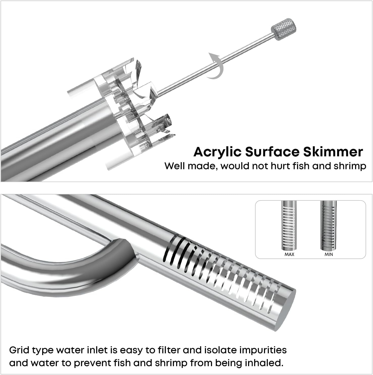 FZONE Tubos de lirio de acero inoxidable con skimmer