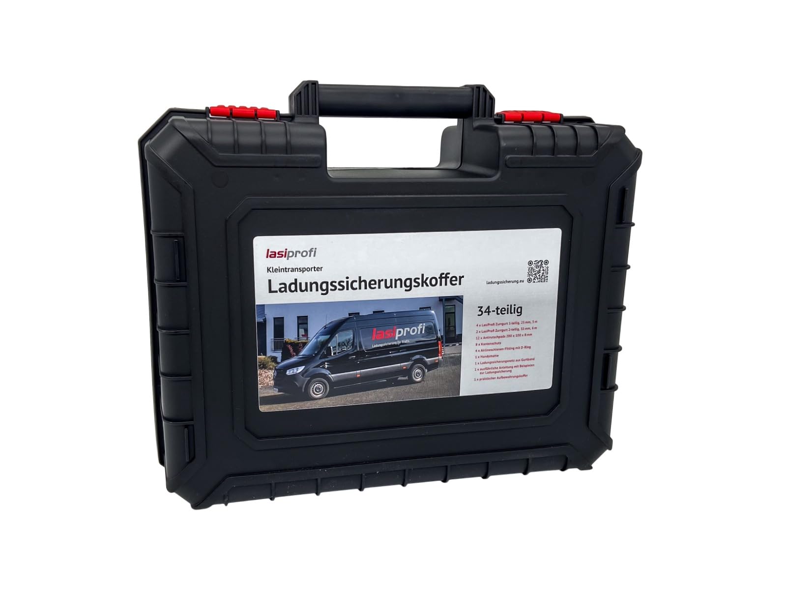 Ladungssicherungskoffer | Werkzeug-Set zur Ladungssicherung in Kleintransportern. Erfüllt gesetzliche Anforderungen, ideal für Paketdienste und gewerbliche Transporte | Inhalt: 34 Teile