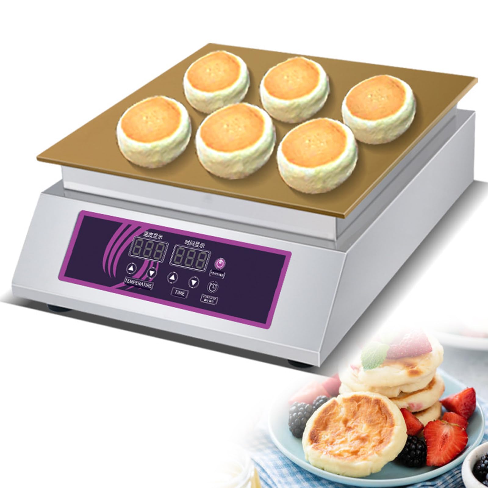 GTHTUHFD Commercial Soufflé Maker, Electric Pancake Maker, Souffle Maker, Dorayaki Maker, Waffle Maker, Temperature And Time Control, Suitable For Home Kitchen, Restaurant