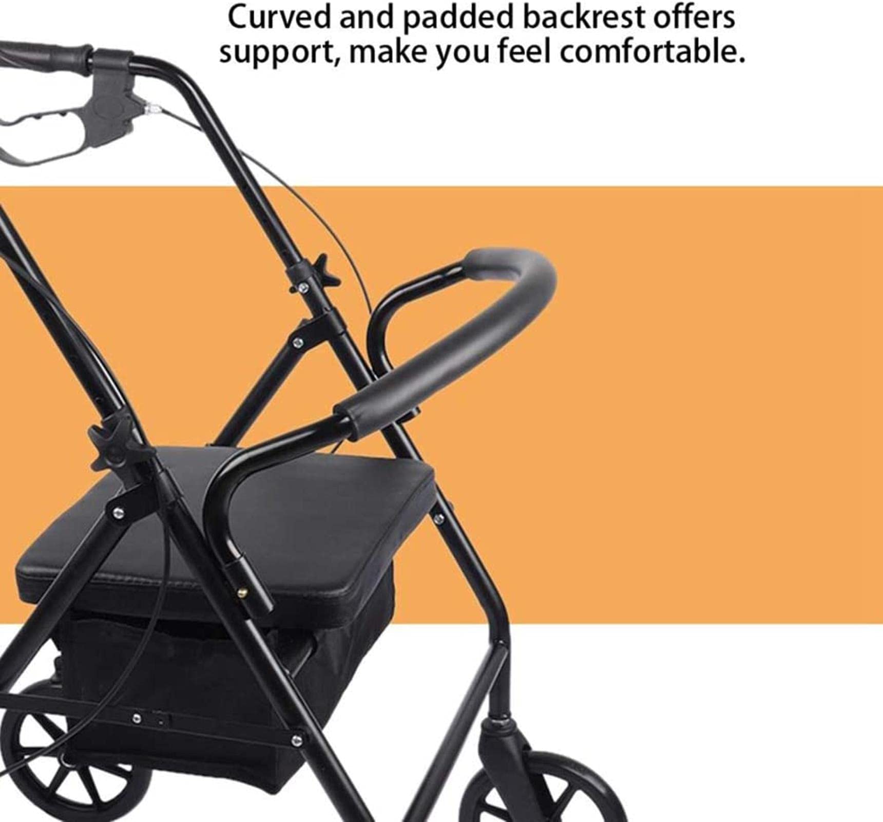 Sedia A Rotelle Pieghevole,Sedia A Rotelle Comoda per Il Trasporto Leggero,Deambulatore A Quattro Ruote,con Carrello della Spesa,Comodo E Regolabile,Adatto
