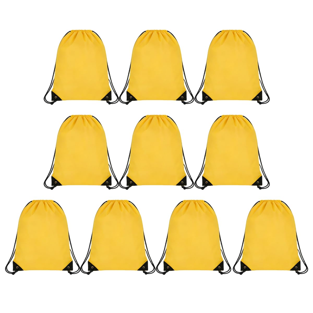 Stycypel 10 Pack drawstring bags backpack,draw string bag gym,waterproof drawstring bag for swim, gym, sports & travel,swimming beach storage organization - Yellow