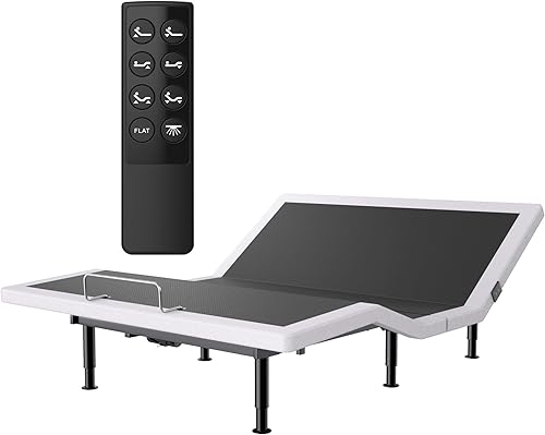 Base de cama eléctrica ajustable tamaño Queen con control remoto inalámbrico, inclinación de la cabecera y las patas, USB, luz debajo de la cama -