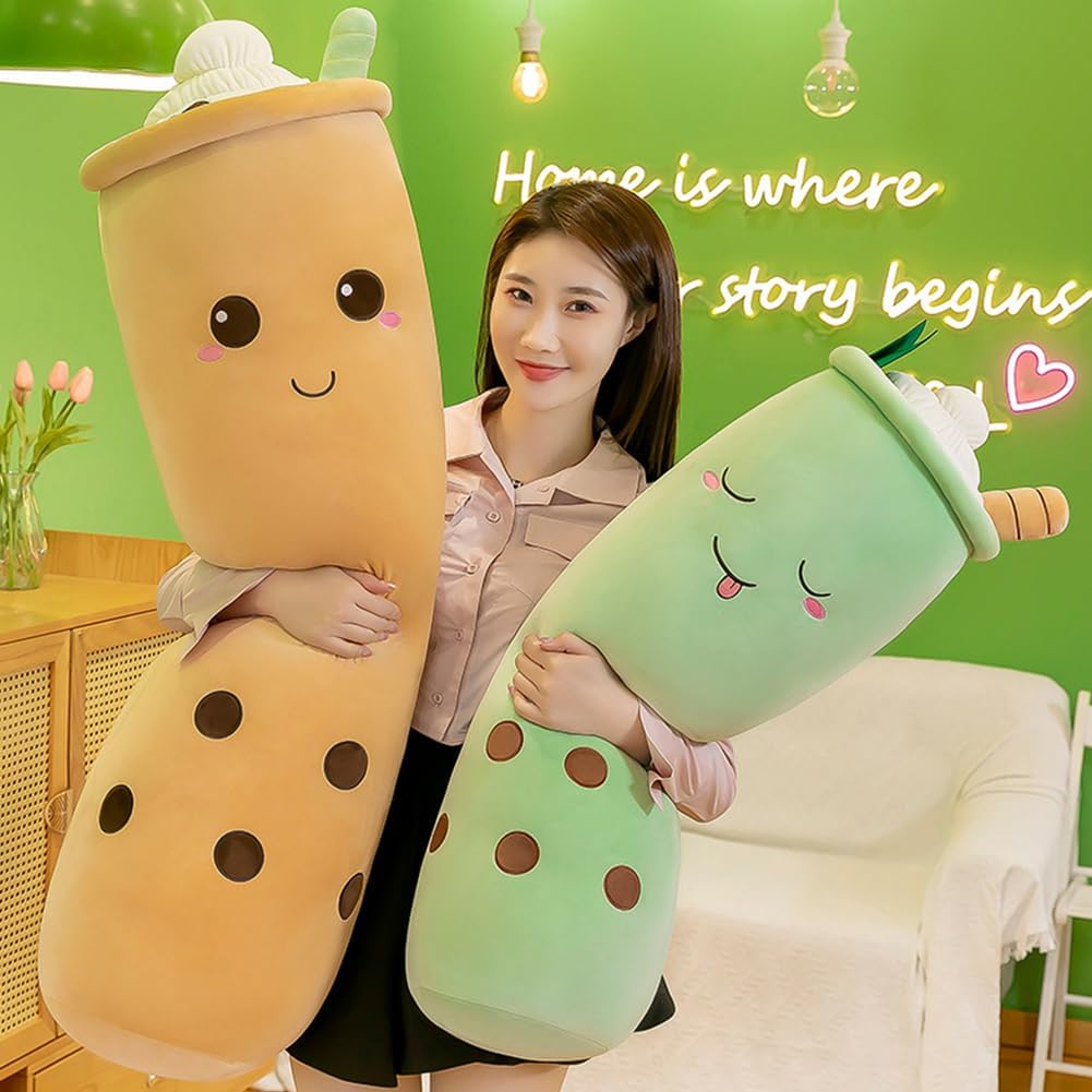 Cute Milk Tea Plush Toy, Super Soft Long Body Pillow, 43.3inch Milk Tea Stuffed Animal Pillow for Kids