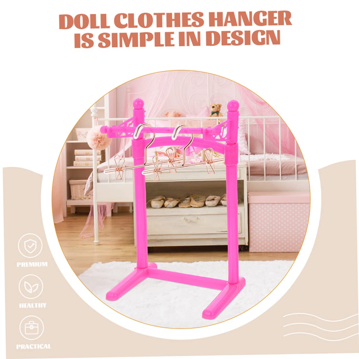 Cabilock Perchas Miniatura para Ropa De Muñecas Bjd Colgadores Pequeños De Metal Rosa para Organización Y Exhibición De Vestidos 6 Piezas X 5
