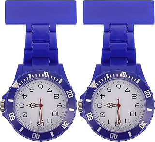 Pacote com 2 relógios de enfermeira de quartzo relógio de lapela de enfermeira relógio de enfermeira broche clipe no relógio de enfermagem clipe de relógio de bolso -, Azul, 7X4X1CM, moda