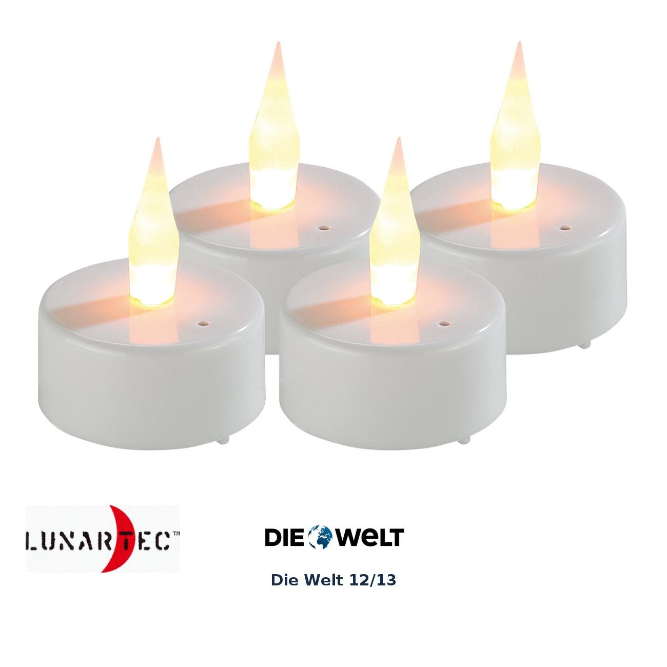 Lunartec Elektro Teelichter: LED-Teelichter mit Luftzugsensor und beweglicher Flamme, 4er-Set (LED zum Auspusten, Kerzen zum Auspusten, Echt) Beleuchtung