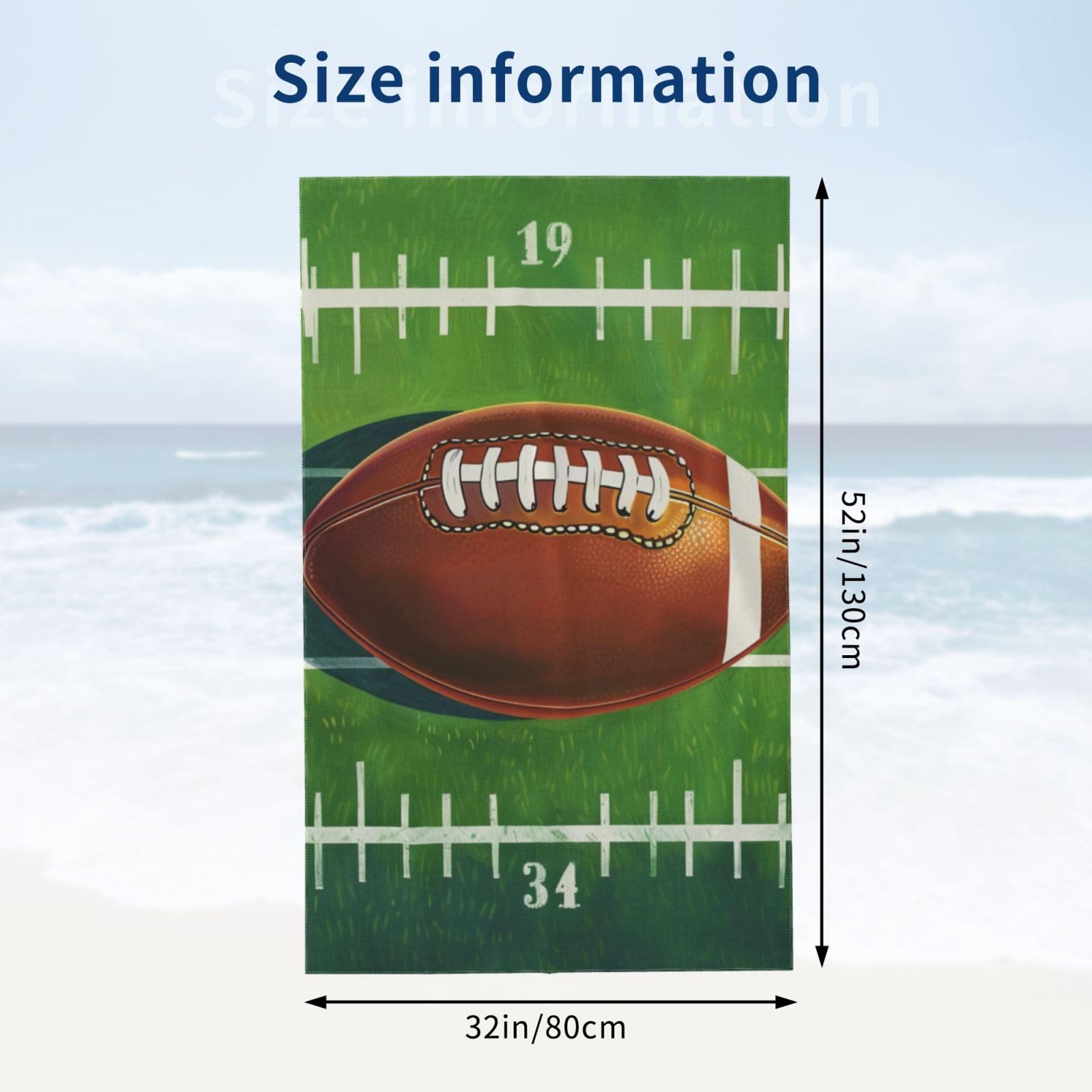 DCEHGEW US Football Field and Ball Printed Microfiber Bath Towels 32x52 Inch, Highly Absorbant Beach Towel Bath Sheets for Bathroom Travel Hotel Spa