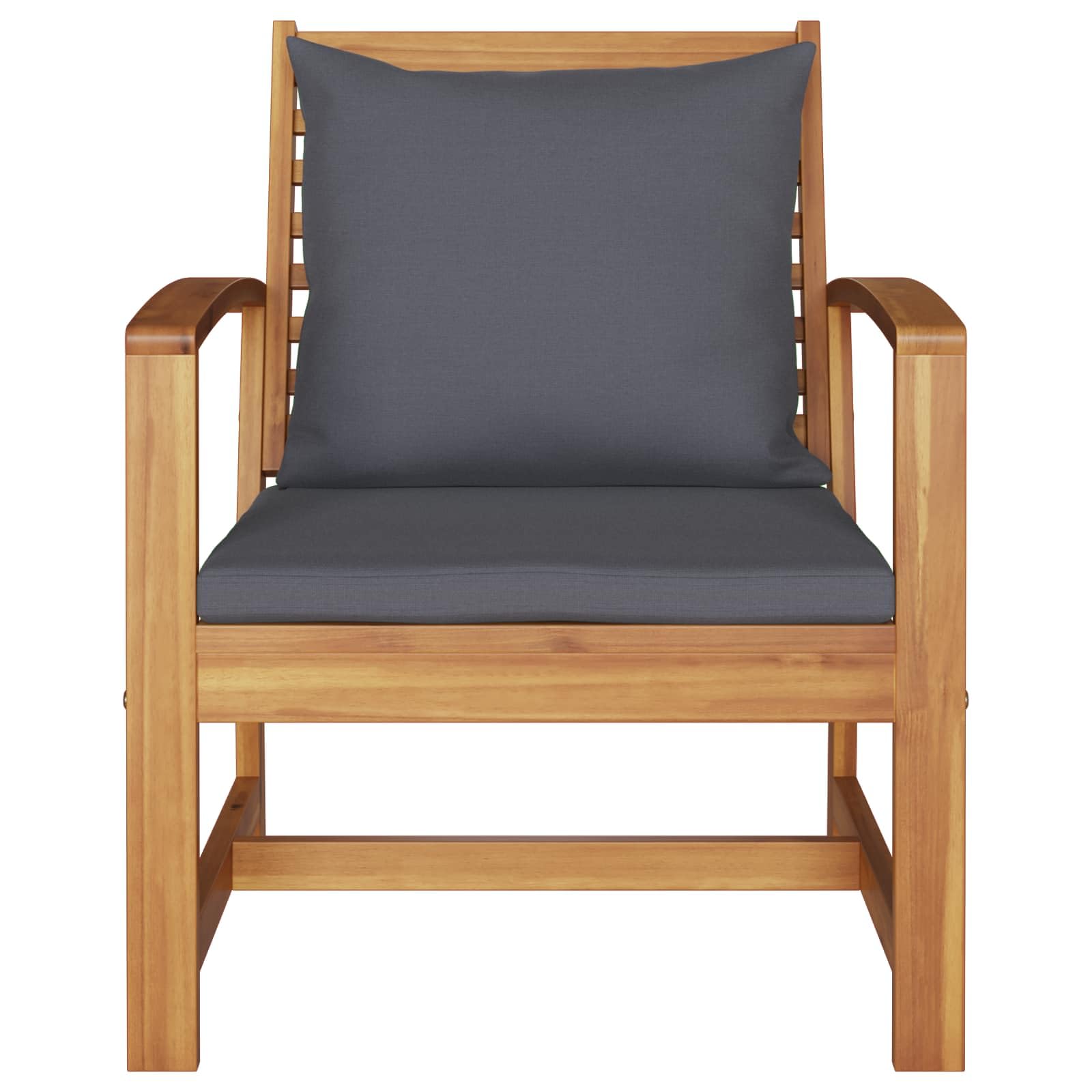 Set di mobili da giardino in legno di teak massiccio con 2 sedie e cuscini, marrone grigio scuro, resistente alle intemperie, durevole, per terrazza, balcone, giardino