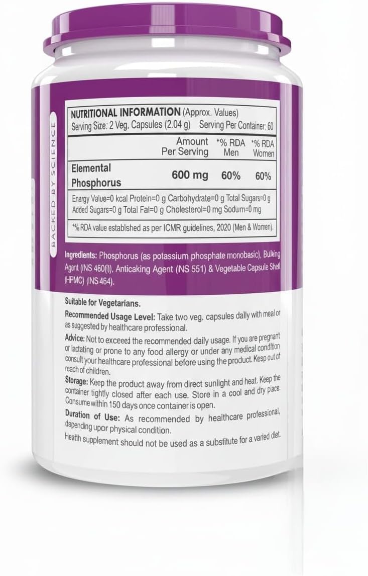 Nutrition Phosphorus - Support Bone Health -120 Veg. Capsules - Image 2