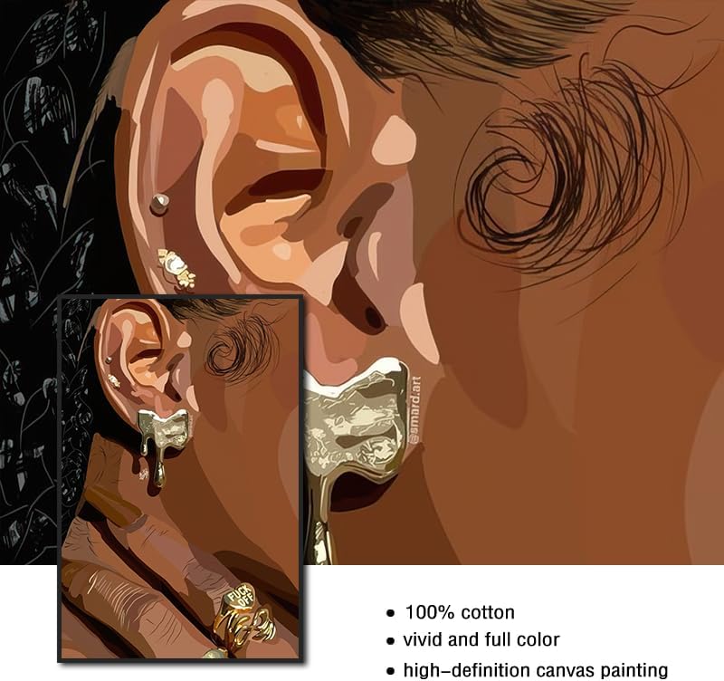 Miniatura 3 de VejiA Impresión artística femenina negra, pintura de pared de estilo bohemio, pintura decorativa abstracta de mujer afroamericana, adecuada para