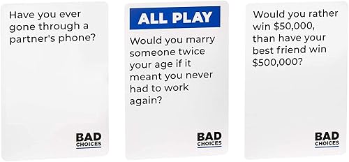 Miniatura 5 de BAD CHOICES Juego de fiesta + juego de edición After Dark – Divertido juego de cartas para adultos para amigos, fiestas divertidas y juegos de mesa