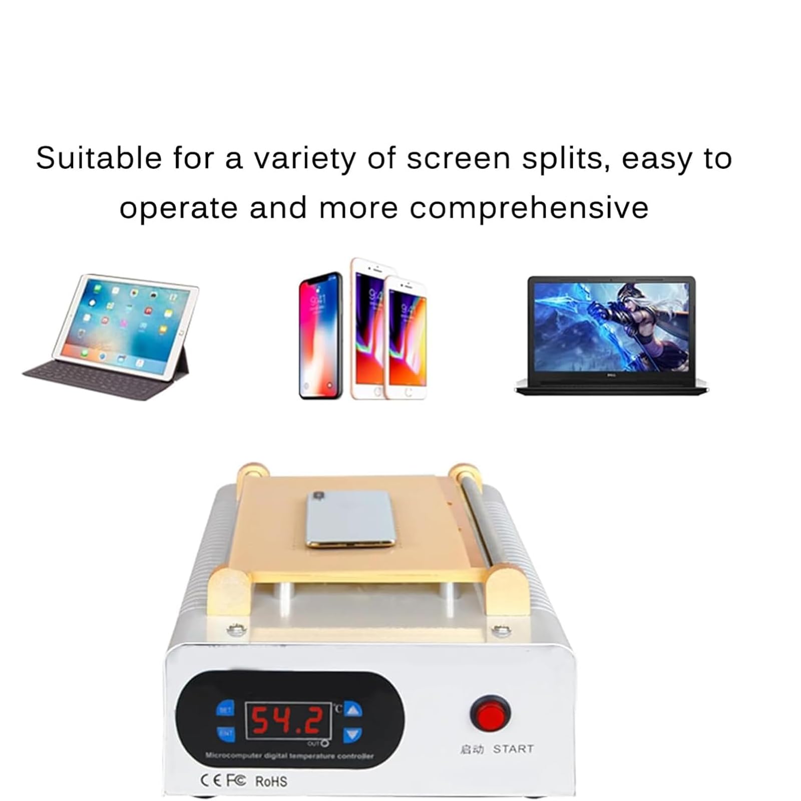 Separador De Pantalla De 600 W, Máquina De Reparación De Pantallas Digitales LED De 19 X 29 Cm, Rango De Temperatura: 50 ℃ ~ 180 ℃, para Reparar Teléfonos Móviles De Menos De 17 Pulgadas