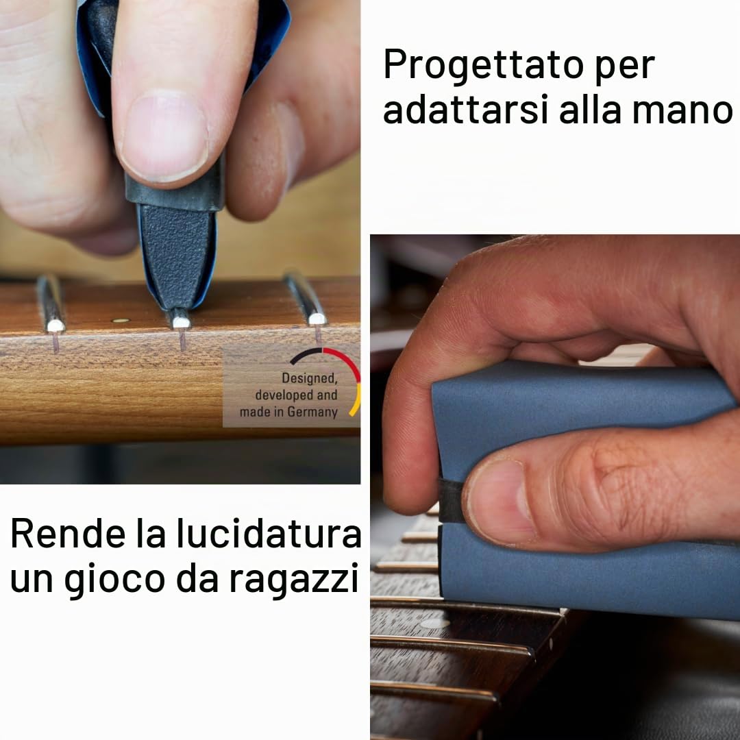 Kit per lucidatura tasti chitarra Basic, design ergonomico tedesco, kit per finitura tasti