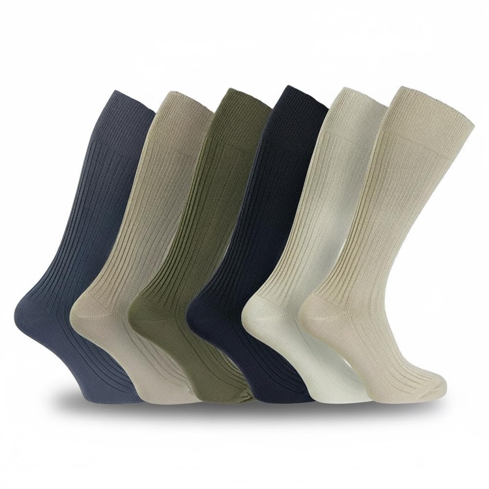 Undercover Men's 6 Pairs - Fashion 6 Pairs Long Hose 100% Cotton Socks Fashion