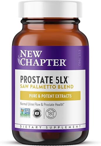 New Chapter Prostate Supplement - Prostate 5LX™ with Clinical Strength Saw Palmetto + Fermented Selenium for Men’s Wellness - 180 ct Vegetarian