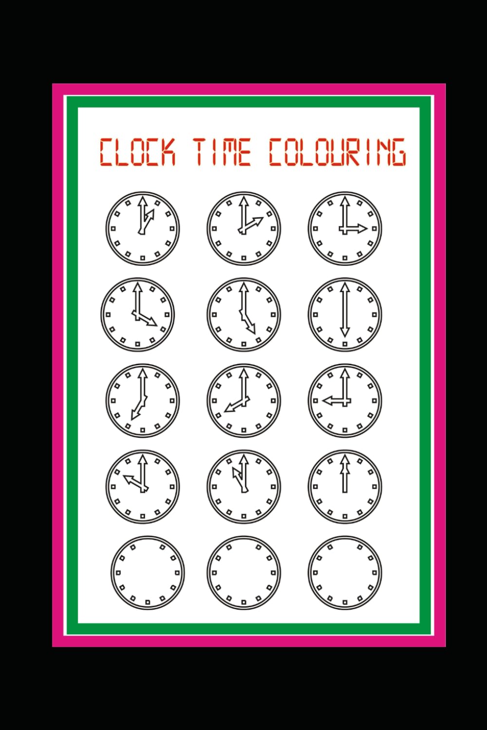 Horloge à colorier pour enfants et son grand carnet de croquis créatif pour apprendre l'heure