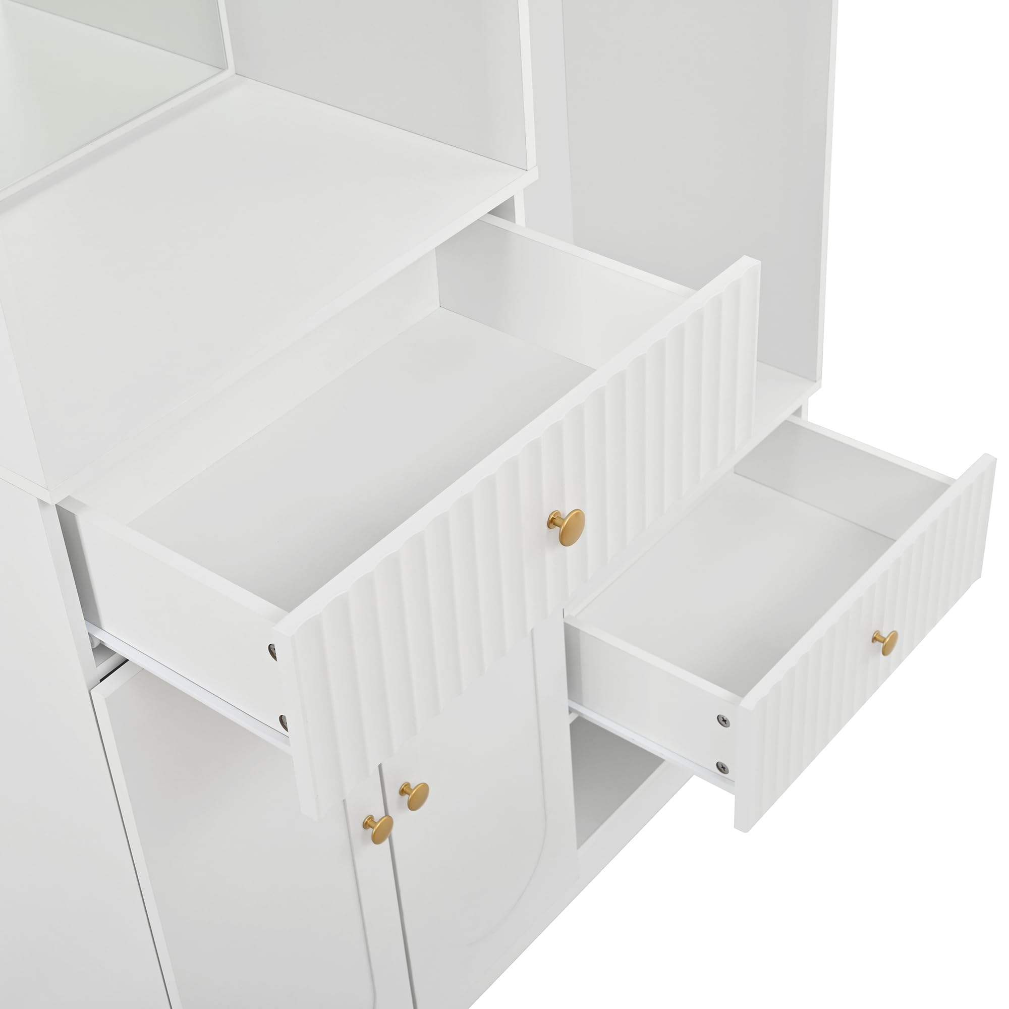 Perchero compacto con espejo, banco y zapatero, con gancho, juego de muebles de pasillo, color blanco