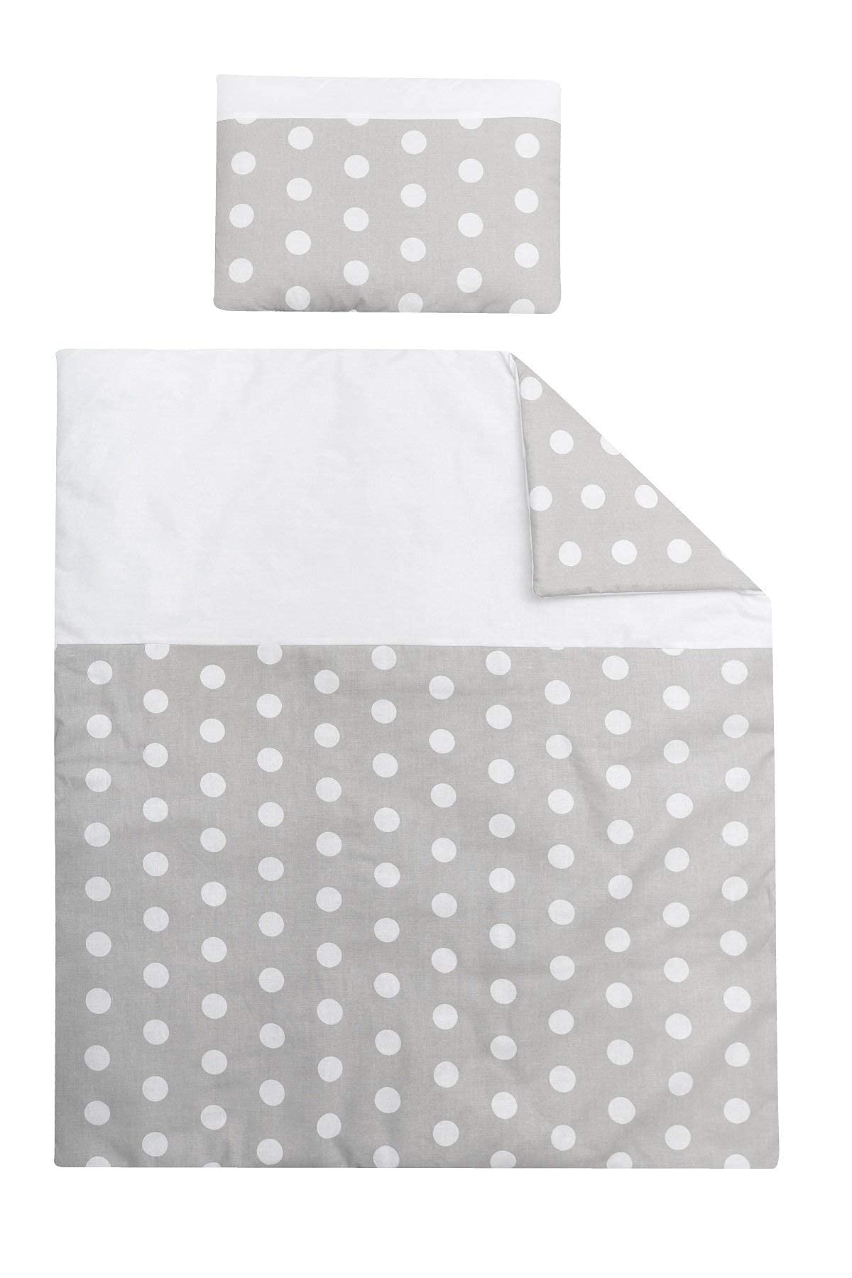 Vizaro - Piumino Lettino Neonato + Cuscino 70x80cm, 25x35cm - 100% PURO COTONE - Premium made in EU - A Pois Bianchi