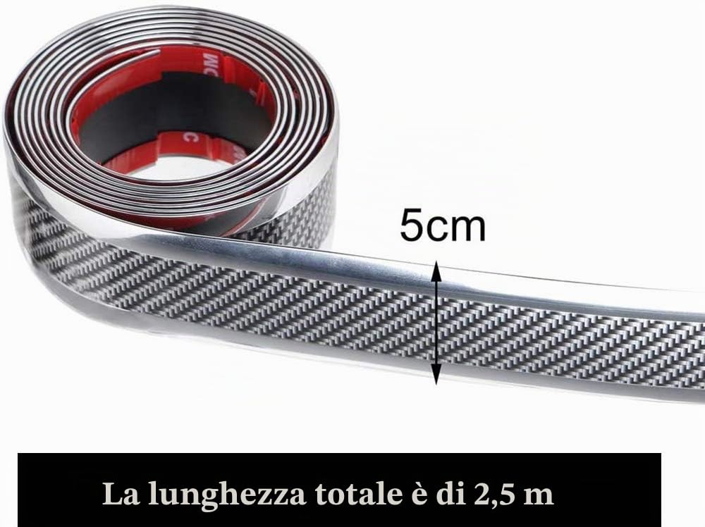 Adesivo da soglia per porta auto, in fibra di carbonio, scuff antigraffio e resistente (2,5 m x 5 cm)
