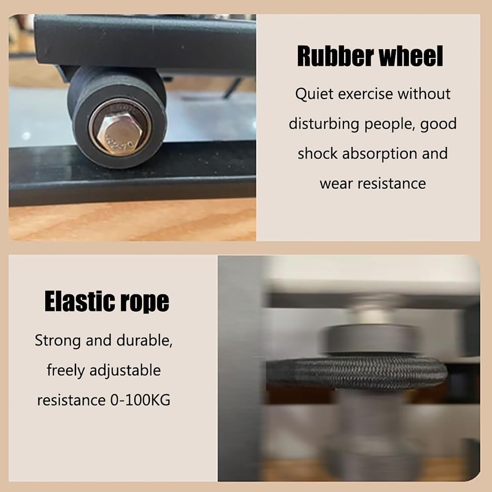 Máquina De Entrenamiento Con Simulador De Esquí, Simulador De Entrenamiento De Esquí Con Rodillos De Goma Silenciosos, Carga De 150 Kg Y 6 Niveles De Resistencia Ajustable, Absorción De Impactos