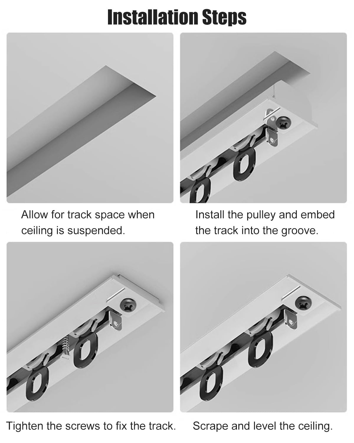 ed Système de rails de rideaux cachés, tringle à rideaux pliable dissimulée et intégrée pour fenêtre de séparation de pièce privée (couleur 3)