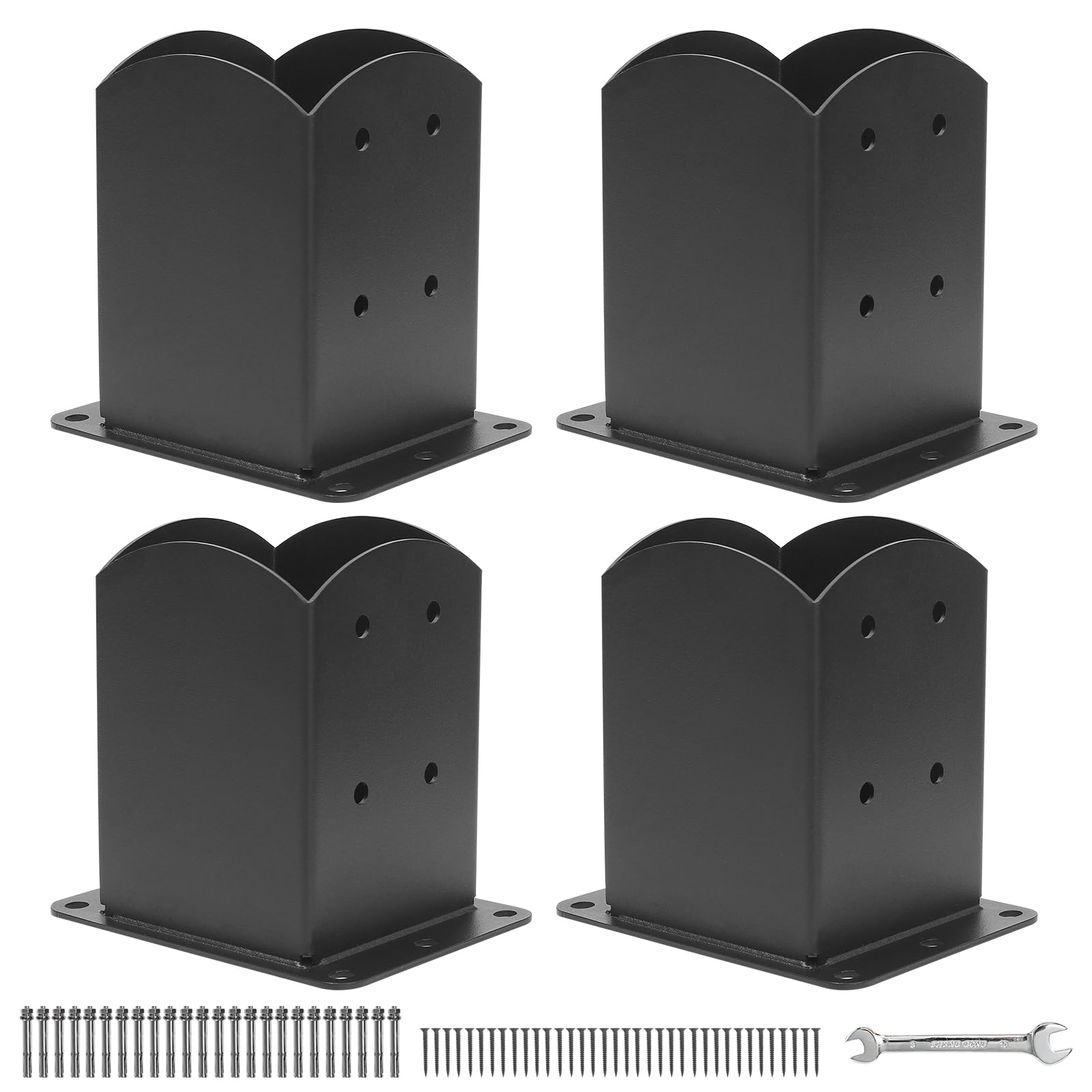 4x4 Post Base 4 Pcs,(Inner Size 3.6x3.6) Wood Fence Post Anchor,Decking Post Base,Railing Post Brackets,Heavy Duty Steel Post Bracket for Pavilion,