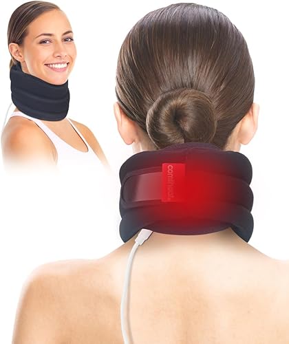 Soporte de cuello térmico USB para dolor de cuello y apoyo, cuello cervical de espuma con almohadilla térmica para dolor, rigidez, tensión, alivio
