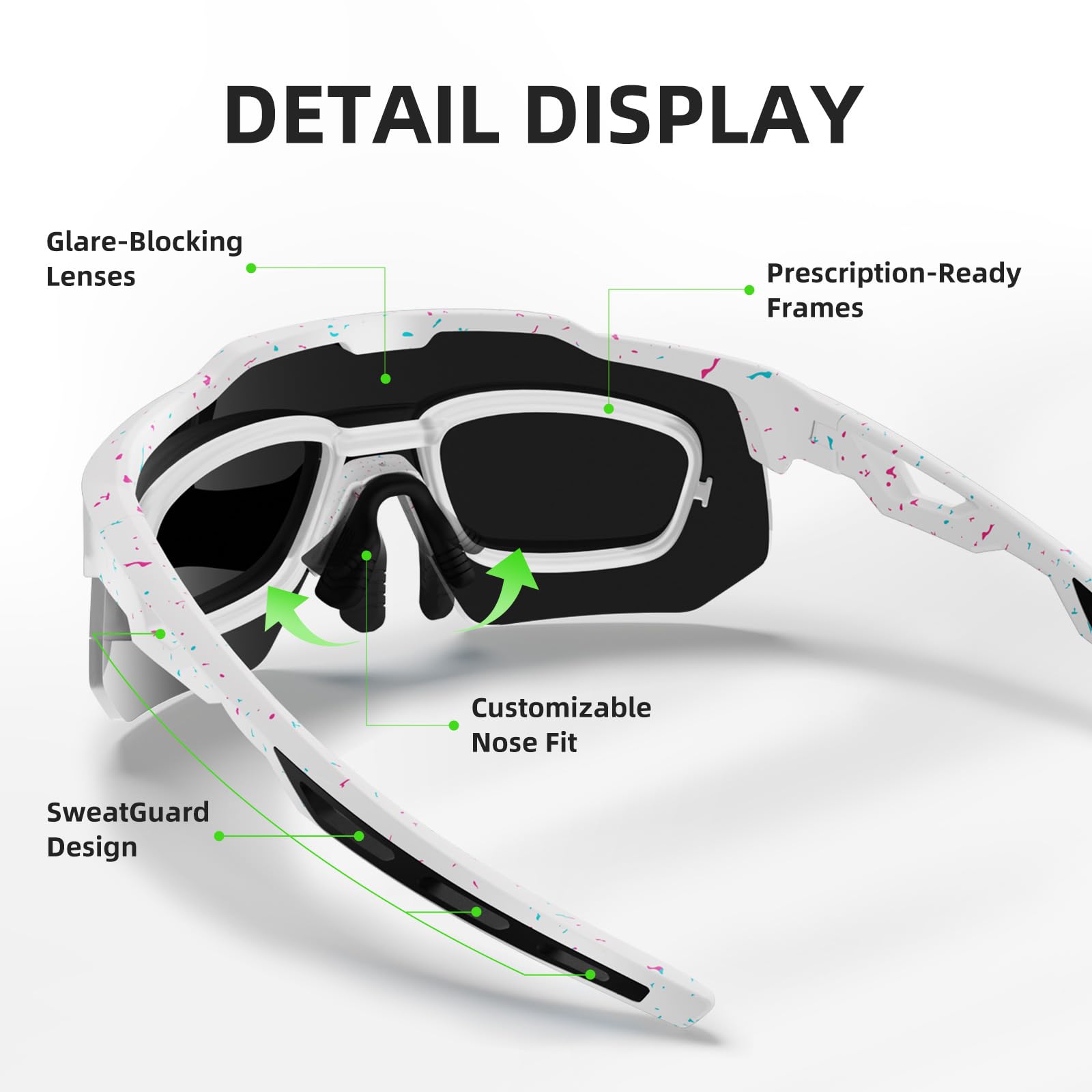 HAAYOT Polaryzacyjne sportowe okulary przeciwsłoneczne dla mężczyzn i kobiet, ochrona przed promieniowaniem UV, baseball, jazda na rowerze, bieganie, jazda samochodem, okulary wędkarskie, kolor