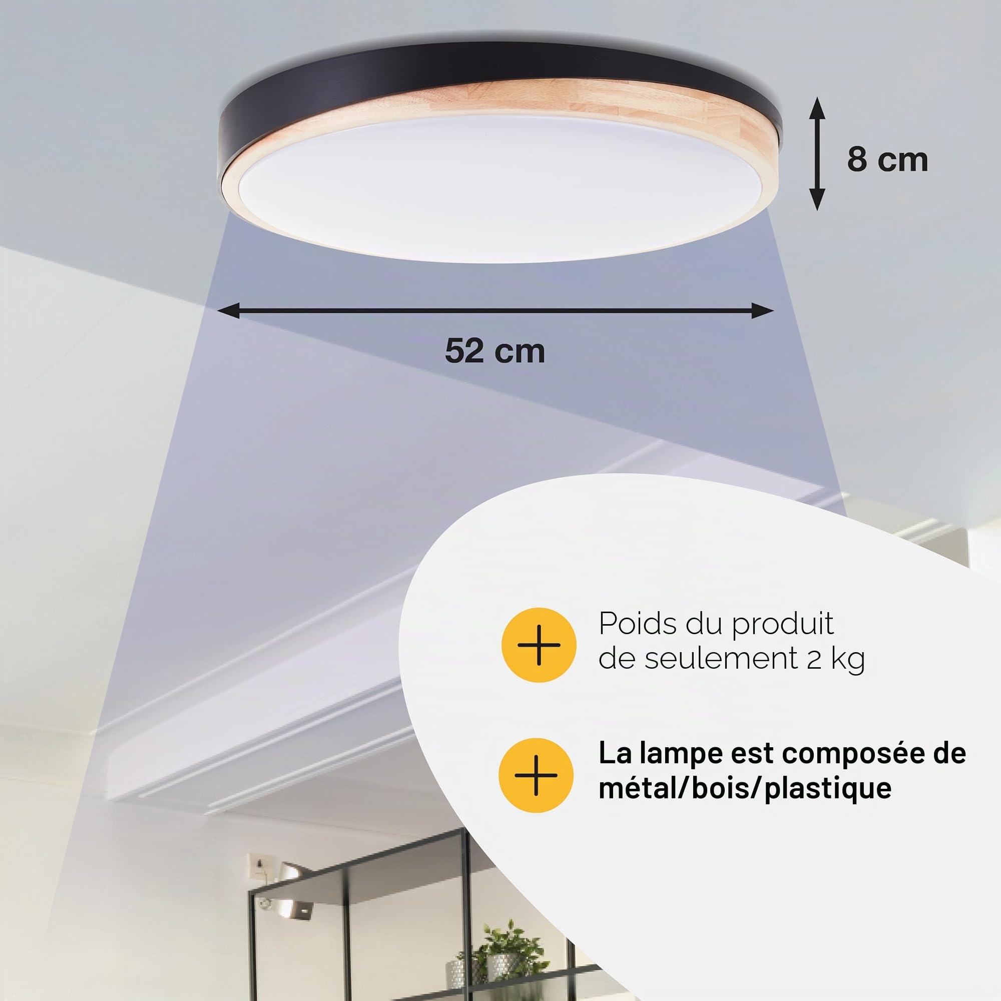 Brilliant LED Applique murale & plafonnier avec télécommande & CCT (3000 K