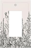 Vista 65 de Mid Century Morden Boho - Placa de pared para interruptor de luz dúplex de 1 banda, placa frontal decorativa eléctrica para receptáculo para baño